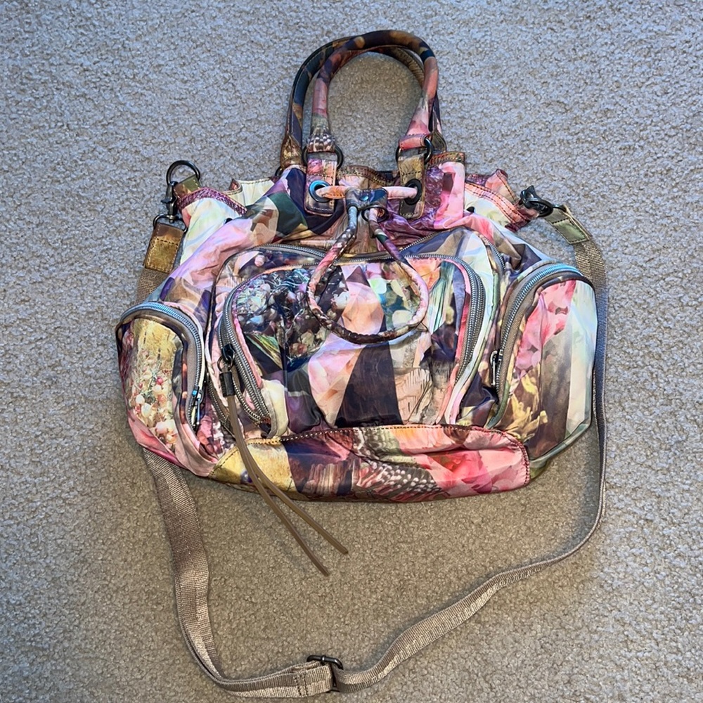 diesel print nylon messenger purse